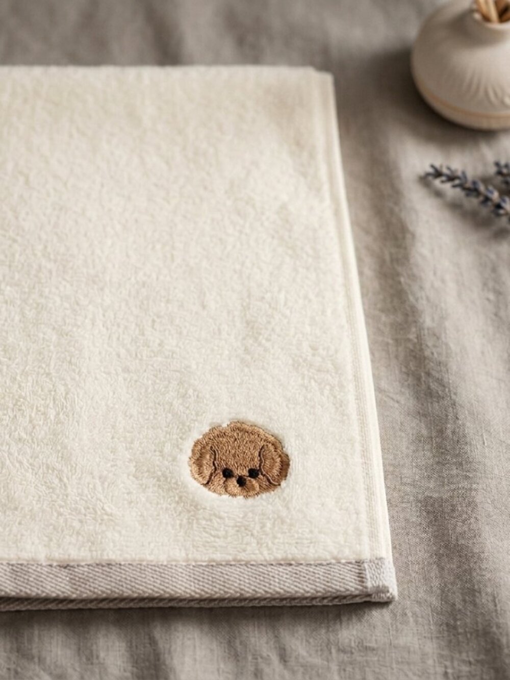 Hand Towel Baby Poodle Dog Puppy (13.4x31.5 inch) | Cotton Towel Embroidery